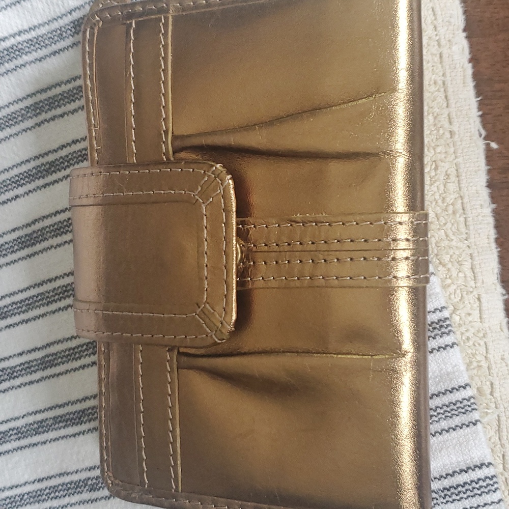 Gold Leather Fossil Wallet